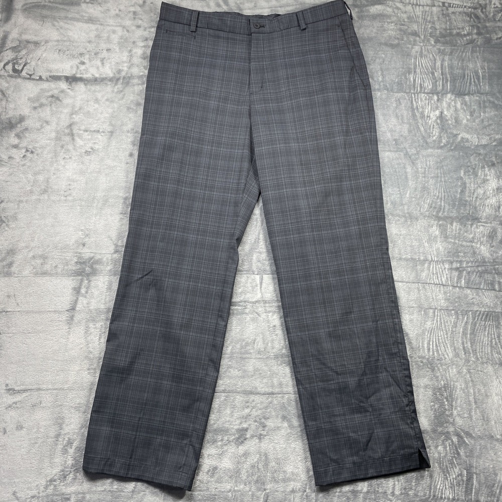 Nike Golf Pants Mens 34x30 Black Gray Plaid 398616-010 Regular Straight Stretch